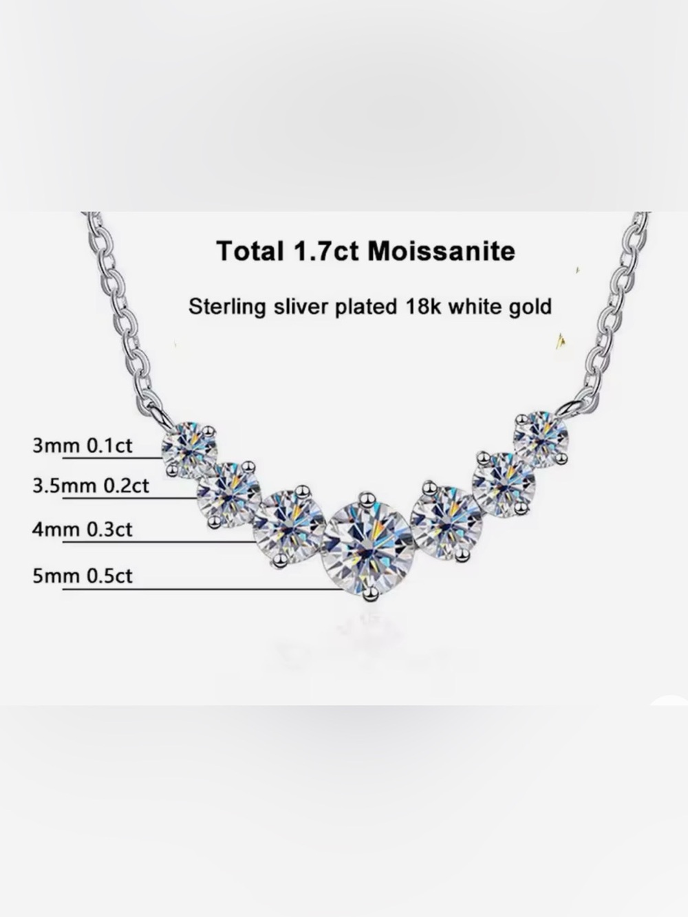 Moissonite 7 stone smile necklace . Never worn . Tests positive as diamonds